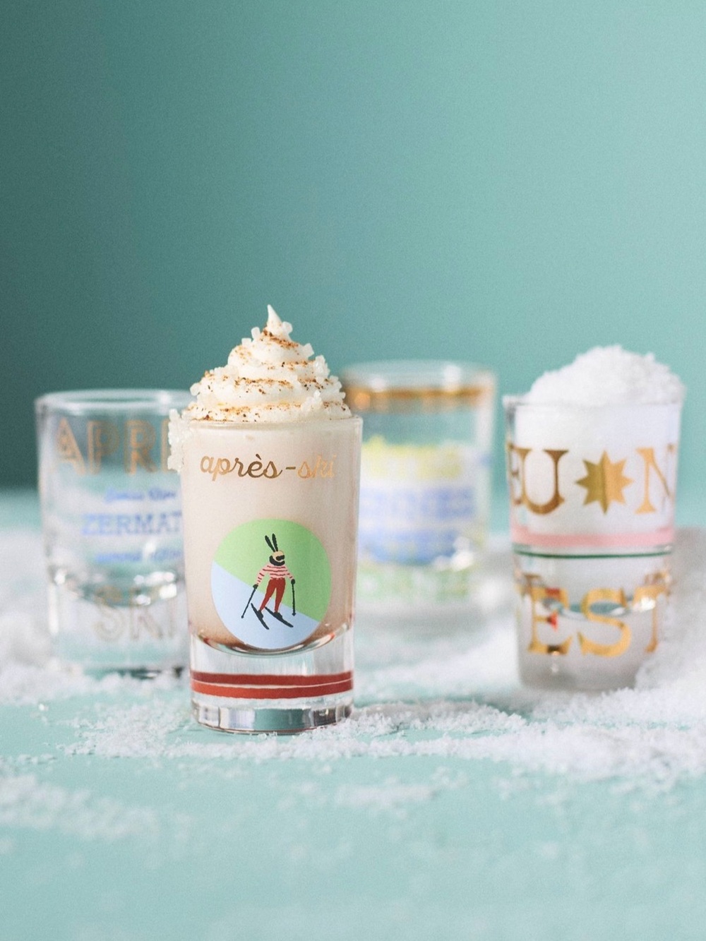Anthropologie Apres Ski Shot Glasses Set of 4 NEW NIB